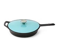 HearthStone 26 cm Pearl Enamelled Cast Iron Frying Pan with Lid Turquoise