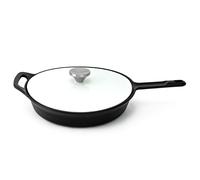 HearthStone Pearl Enamel Cast Iron Frying Pan with Lid 26cm White