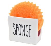 Heartland Home Porcelain Sponge Holder for Kitchen Sink. Compact Sink Caddy Organizer - Scouring Pad and Dish Sponge Holder. Ceramic Black and White Kitchen Decor and Cute Kitchen Accessories