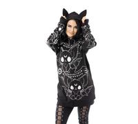 Heartless Ouija Bats Hoodie - Black Gothic Bat Ear Sweatshirt, Alt Occult Style, Black, XL