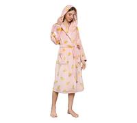 HEARTNICE Womens Hooded Fleece Robe, Soft Bathrobe for Womens, Cute Long House Coat, Pineapple-pink, L/XL