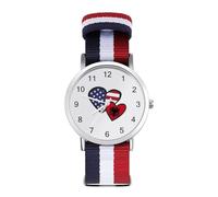 Hearts American Albania Flag Sport Watch for Men Women Nylon Strap Wrist Watch Analog Quartz Watch