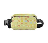 Hearts and Circles Peach Trendy Waist Pack Crossbody Bag for Women Men Teenagers Multipurpose Sling Bag Travel Essential with Adjustable Strap for Travel Gym Work, Hearts and circles Peach, One Size