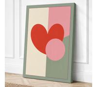 Hearts and Geometry Canvas Wall Art Print 24x16 Inch (61 x 41 cm)