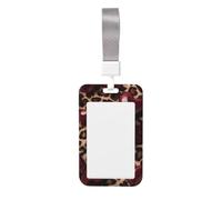 Hearts and Velvet Bows On Leopard Id Badge Holder | Hard Plastic Work Card Case Name Tag Protector For Office