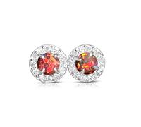 Heart's Art Australia Halo Created Opal Stud Earrings, Crystal Accents