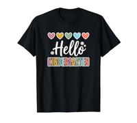 Hearts Back to School Hello Kindergarten Value Graphic T-Shirt, Men, Black, M