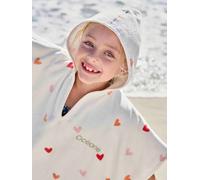 Hearts Bath Poncho with Recycled Cotton for Children printed white