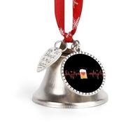 Hearts Beat With Beer Printed Christmas Bells for Decoration Silver Jingle Ringbell Xmas Tree Hanging Ornament