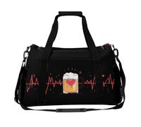 Hearts Beat with Beer Trendy Duffle Bag for Travel Large Capacity Lightweight Carry on Halfday Weekender Bags