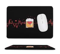 Hearts Beat With Beer Trendy Gaming Mouse Pad Rubber Base Non-Slip Large Desk Mat Home Office 7.9"x9.4"