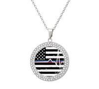 Hearts Black U.S.A Flag Multicolored Diamond Necklaces Jewelry Brilliant Circle Pendant Necklace Gift for Women