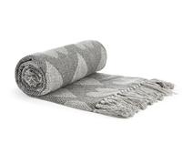 Hearts Charcoal Throw 100% Recycled Cotton, Sofa Chair Bed Throw 3 sizes of B...