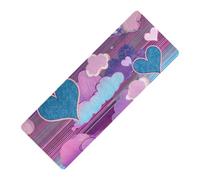 Hearts Clouds Vapor Wave Style Blue Purple printed yoga mat non slip Thick 1 mm for women non slip, with yoga mat bag carrier tapete para ejercicio 71x26 inches