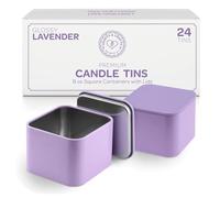 Hearts & Crafts Lavender Candle Tin with Lids - Square 8 oz - 24 Pack Durable, Heat Resistant, Non-Rusting Tin Containers for Candle Making, Crafts, Gifts, and Storage and DIY Projects