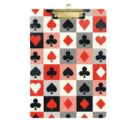 Hearts Diamonds Red Black Acrylic Clipboard Fashion Clipboard Wordpad Clipboards Standard Size, A4 Letter Size 12.5 x 9 Inches Gold Clip