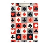 Hearts Diamonds Red Black Clipboard Cute Clipboard Letter Size Clipboards, A4 Letter Size 12.5 x 9 Inches Silver Clip