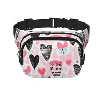 Hearts Double Layer Waist Bag Pack Valentine Love Bum Bag Fanny Pack for Men Women, Adjustable Belt Bag for Travel Hiking Running Cycling Festival