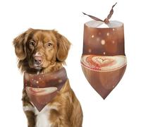 Hearts Drawn on Coffee Dog Bandana for Small Medium Large Dogs Printing Pattern Adjustable Bibs Scarf Soft Washable Triangle Pet Costume Decor