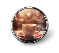 Hearts Drawn on Coffee Round Aluminum Alloy Pin Badge Lapel Pin