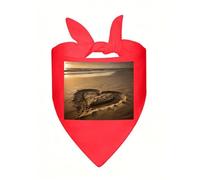 Hearts Drawn on The Beach Dog Bandana Cute Soft Triangle Bibs Washable Kerchief Adjustable Dog Scarf Puppy Neckerchief Stylish Handkerchief Pet Bandana Pet Scarfs for Small Dogs Cat Pet Red-Style