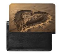 Hearts Drawn on The Beach Passport Holder & Travel Wallet Passport Cover Protector Essentials with Credit Card Slots