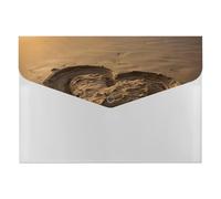 Hearts Drawn on The Beach Plastic Envelopes A4 Size Letter Size Poly Folders with Snap Closure Reusable File Bags Document Holder for Home Work Office Organizer