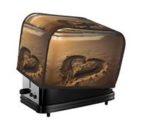 Hearts Drawn on the Beach Toaster Cover 2 Slice, Waterproof Bread Machine Covers with Pockets Universal Size Kitchen Small Appliance Cover with Handle, Dust and Fingerprint Protection