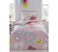 Hearts Duvet Cover Set - Pink/White/Blue