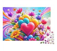 Hearts Flowers Butterflies 1000pcs For Adults Mini Puzzle Birthday Gift | 52x38cm Cardboard Living Room Decor Durable Structure Friend Gift Mind Relaxation