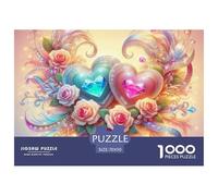 Hearts Flowers Magic Puzzles for Adults Gifts 1000 Pc - Glowing Heart with Roses & Ribbons Jigsaw Puzzle Fun Present & Activity for Home Wall Decor70x50cm/1000pcs