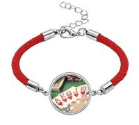 Hearts Flush Poker Gambling Photo Lucky Red String Bracelet Rope Bracelet Handmade