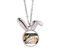 Hearts Flush Poker Gambling Photo Rabbit Necklace Pendant Bunny Animal Jewelry Gift