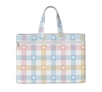 Hearts In Pastel Blue Pink,Canvas Document Bag Zipper File Tote Bag Handbag Briefcase for School Office