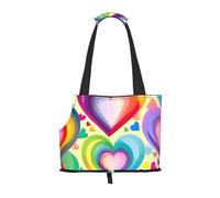 Hearts in rainbow colors print Puppy Carrier Dog Walking Bags Pets Dogs Carrier Bags for small Dogs and Cat and Rabbit