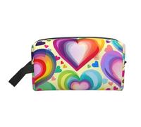 Hearts in Rainbow Colors Print Toiletry Bag for Men Travel Toiletry Bag, Spacious Capacity Cosmetic Bag for Women