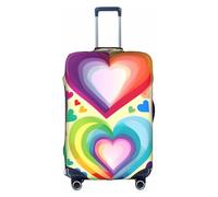 Hearts in Rainbow Colors Print Universal Stylish Suitcase Cover Elastic Washable Anti Scratch Luggage Protector