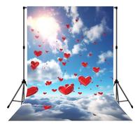 Hearts in the Sky Backdrop Background for Photography, 5x7ft | High Density Polyester Fabric, Foldable, Non Reflective Photo Backdrop Curtain For Photoshoot Background Screen, Easy Setup