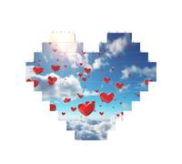 Hearts in The Sky Building Brick Block Puzzle Heart Shaped, Personalized Picture Puzzles Photo Jigsaw Puzzles for Adults 3D Micro Building Blocks for Home Decor Bricks Set