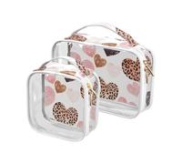 Hearts Leopard 80s 2 Pack Clear Mens Toiletry Bag TSA Approved Reusable Bags for Women Men’s Shaving kit