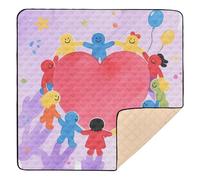 Hearts Little Cute People Cute Foldable Baby Activity Play Mat for Floor Water Resistant Tummy Time Activity Mat for Baby Toddler Infant, 50'' x 50''