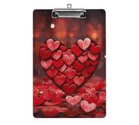 Hearts Love Clipboard, A4 Acrylic Clipboard with Hanging Hole, Ultra-Light Clip Board - Holds 100 Sheets, Shatterproof Document Holder for Office, 12.5" X 8.5"