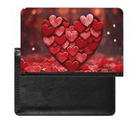 Hearts Love Passport Holder with 3 Card Slots, Portable PU Leather Travel Wallet, Slim Protective Cover for Passport, ID, Credit Cards