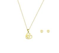 Hearts Necklace Earrings Set Interlocking Love Jewelry Set Symbol of Family Friendship Couples Valentine's Anniversary Mother's Day, 17 inchun, Stainless Steel, No Gemstone