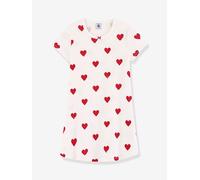 Hearts Nightie in Organic Cotton for Girls, by Petit Bateau white light all over printed