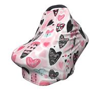 Hearts Nursing Cover 360° Full Coverage Valentine Love Stretch Scarf for Breastfeeding and Car Seat Cover Fit for Most Pushchairs and Prams