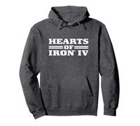 Hearts of Iron IV logo white Strategy Game Pullover Hoodie, Adult Unisex, Dark Heather Grey, Medium
