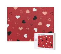 Hearts On Red,500 Pieces Wooden Jigsaw Family Game Jigsaw Puzzles for Adults Teens Home Decor