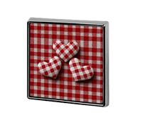 Hearts on Red White Checkered Unisex Brooches & Pins Square Lightweight Lapel Badge Jewelry for Clothing Shawl Hat
