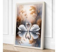 Hearts on Water Romantic Canvas Wall Art Print 24x16 Inch (61 x 41 cm)